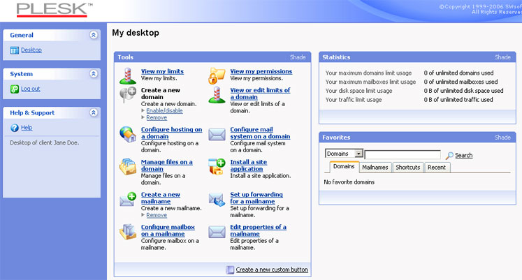 Desktop view for client